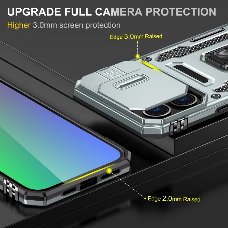 For iPhone 16 Pro Armor PC + TPU Camera Shield Phone Case