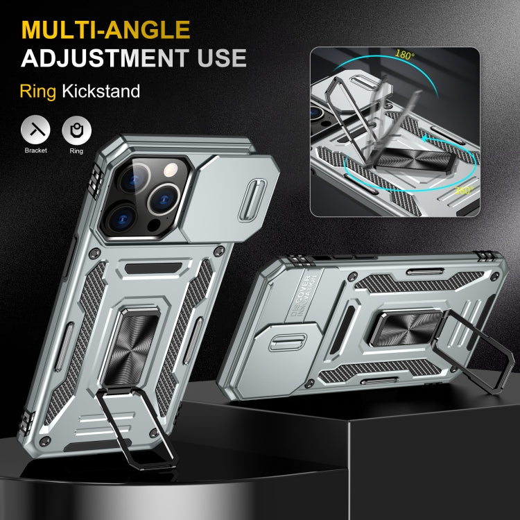 For iPhone 16 Pro Armor PC + TPU Camera Shield Phone Case