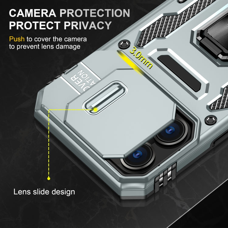 For iPhone 16 Pro Armor PC + TPU Camera Shield Phone Case