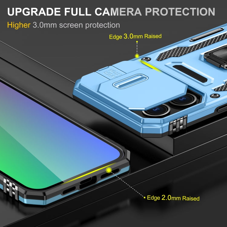 For iPhone 16 Pro Armor PC + TPU Camera Shield Phone Case