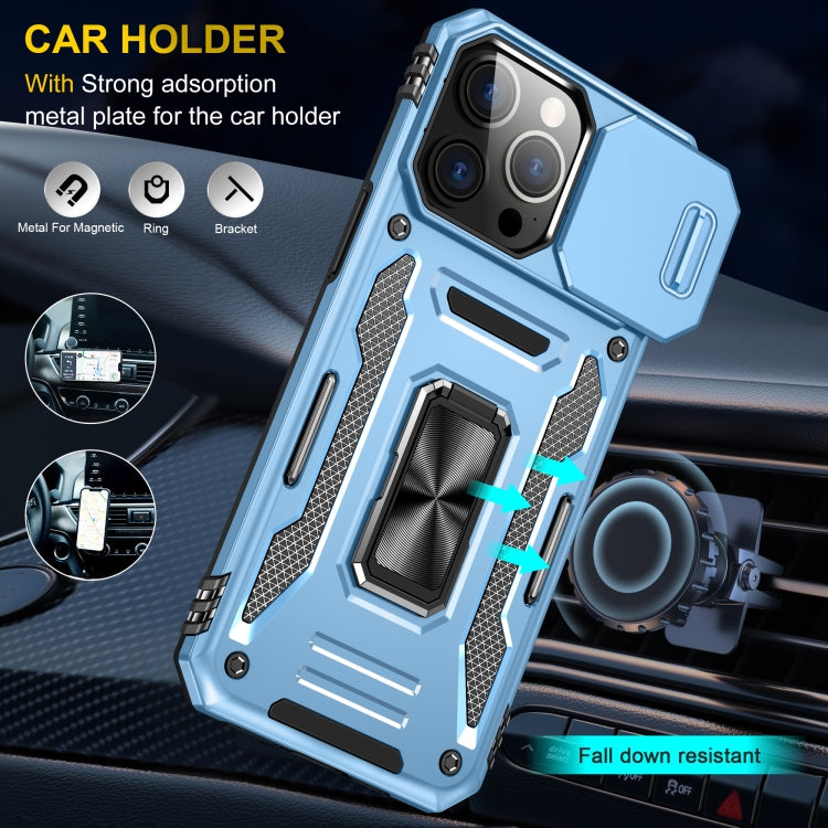 For iPhone 16 Pro Armor PC + TPU Camera Shield Phone Case