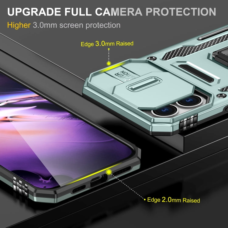 For iPhone 16 Plus Armor PC + TPU Camera Shield Phone Case