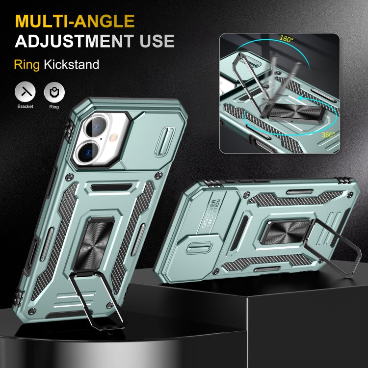 For iPhone 16 Plus Armor PC + TPU Camera Shield Phone Case