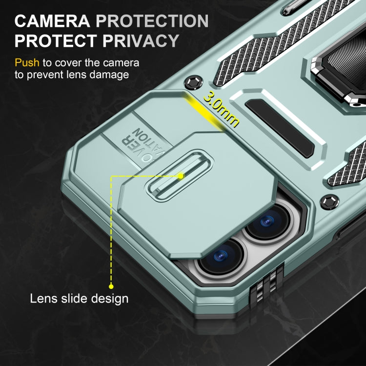 For iPhone 16 Plus Armor PC + TPU Camera Shield Phone Case