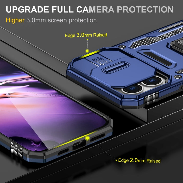 For iPhone 16 Plus Armor PC + TPU Camera Shield Phone Case