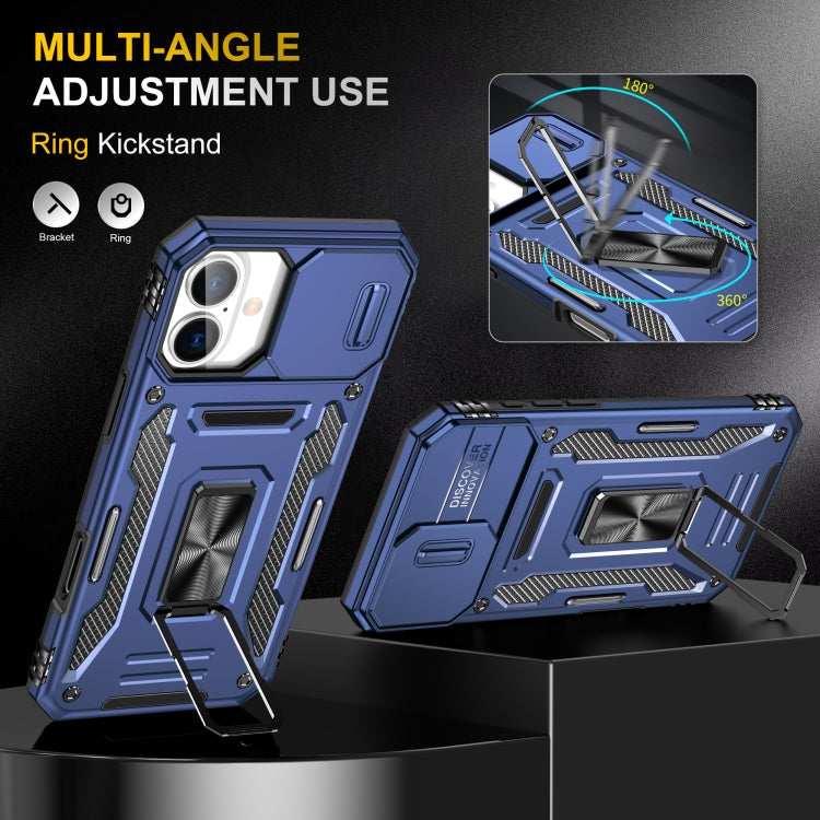 For iPhone 16 Plus Armor PC + TPU Camera Shield Phone Case