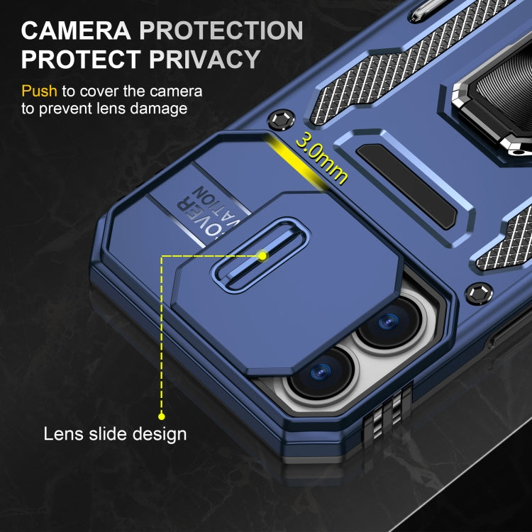 For iPhone 16 Plus Armor PC + TPU Camera Shield Phone Case