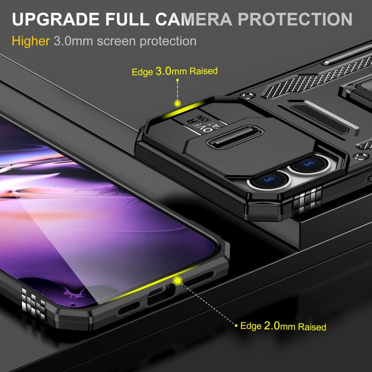 For iPhone 16 Plus Armor PC + TPU Camera Shield Phone Case