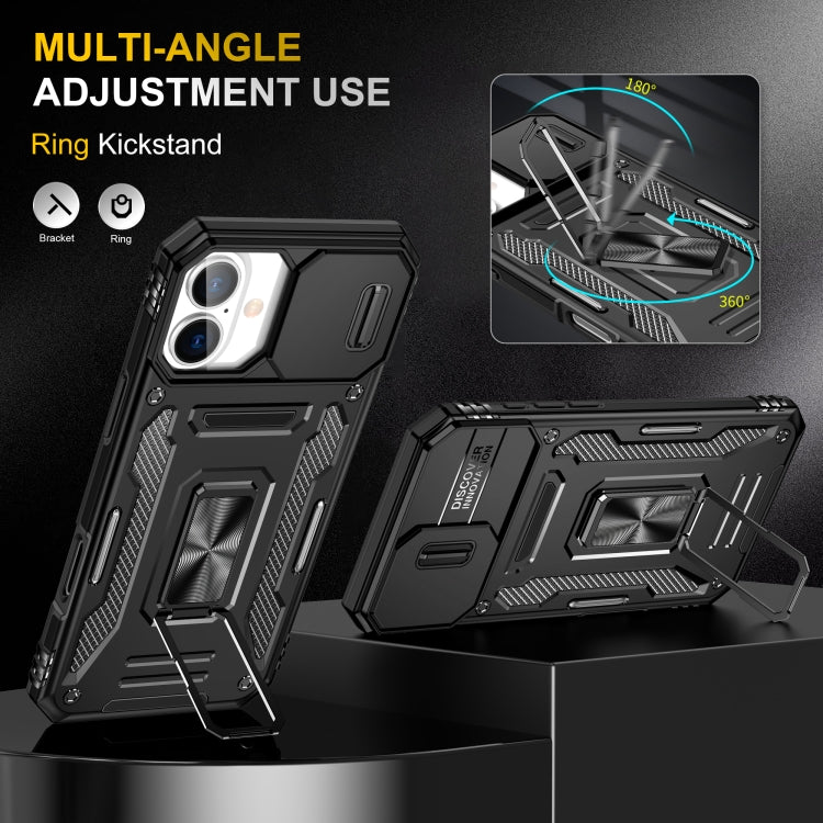 For iPhone 16 Plus Armor PC + TPU Camera Shield Phone Case