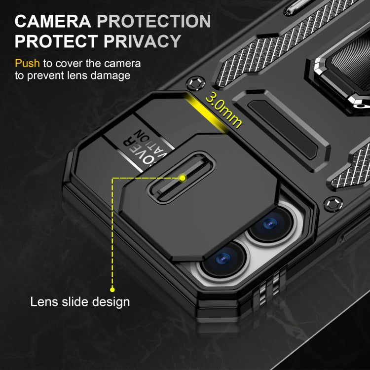 For iPhone 16 Plus Armor PC + TPU Camera Shield Phone Case