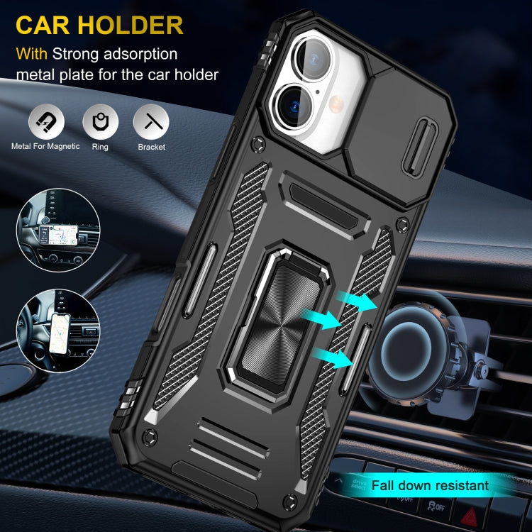 For iPhone 16 Plus Armor PC + TPU Camera Shield Phone Case