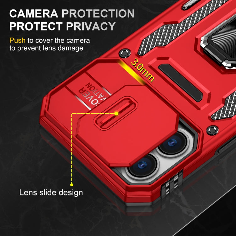 For iPhone 16 Plus Armor PC + TPU Camera Shield Phone Case