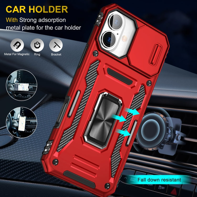For iPhone 16 Plus Armor PC + TPU Camera Shield Phone Case