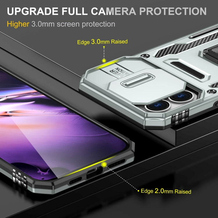 For iPhone 16 Plus Armor PC + TPU Camera Shield Phone Case