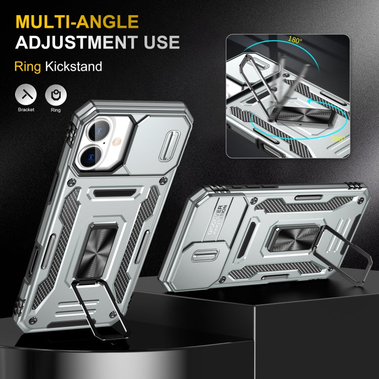 For iPhone 16 Plus Armor PC + TPU Camera Shield Phone Case