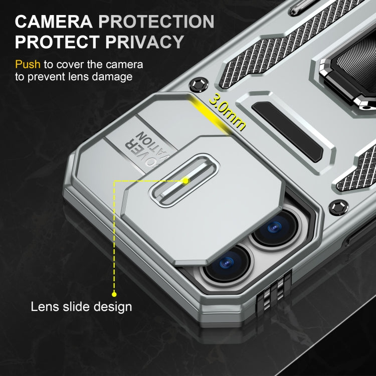 For iPhone 16 Plus Armor PC + TPU Camera Shield Phone Case