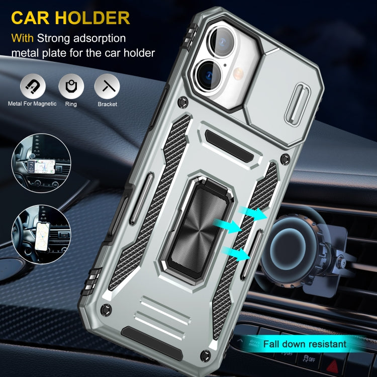 For iPhone 16 Plus Armor PC + TPU Camera Shield Phone Case