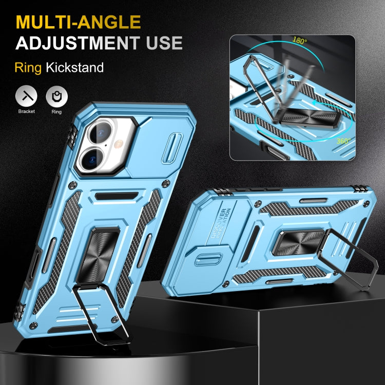 For iPhone 16 Plus Armor PC + TPU Camera Shield Phone Case
