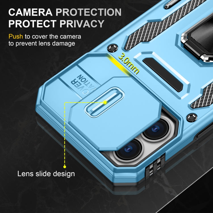 For iPhone 16 Plus Armor PC + TPU Camera Shield Phone Case
