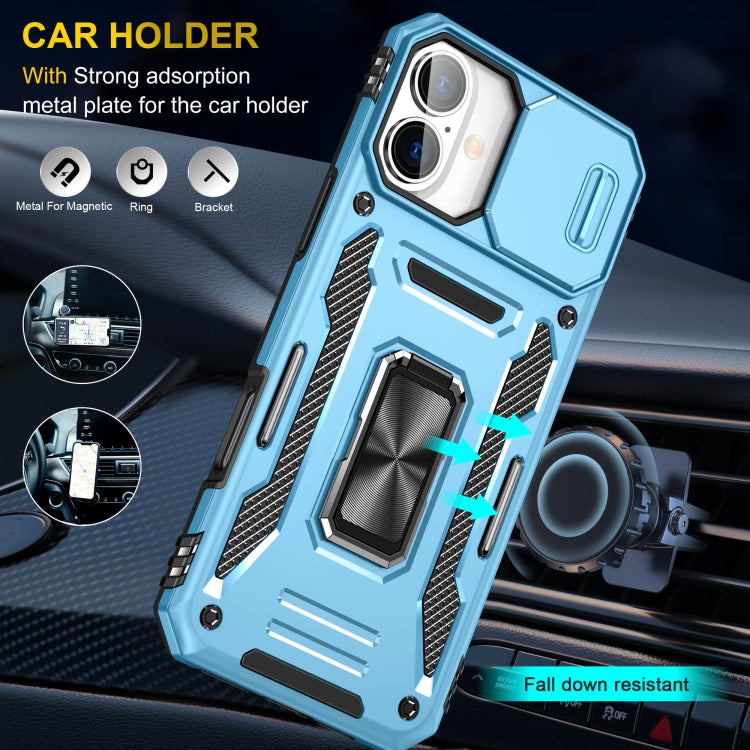 For iPhone 16 Plus Armor PC + TPU Camera Shield Phone Case