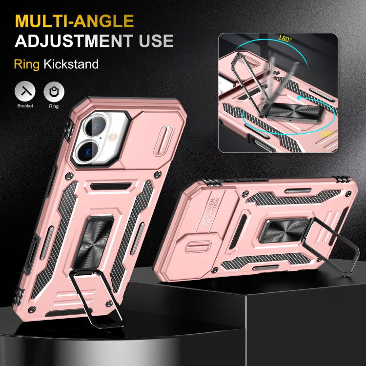 For iPhone 16 Plus Armor PC + TPU Camera Shield Phone Case