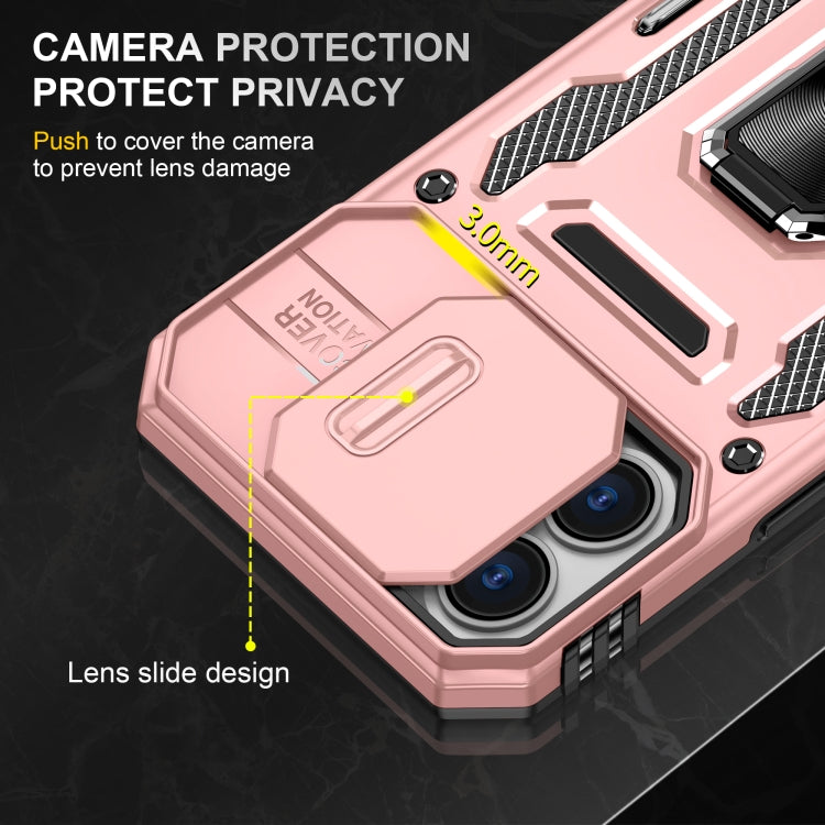 For iPhone 16 Plus Armor PC + TPU Camera Shield Phone Case