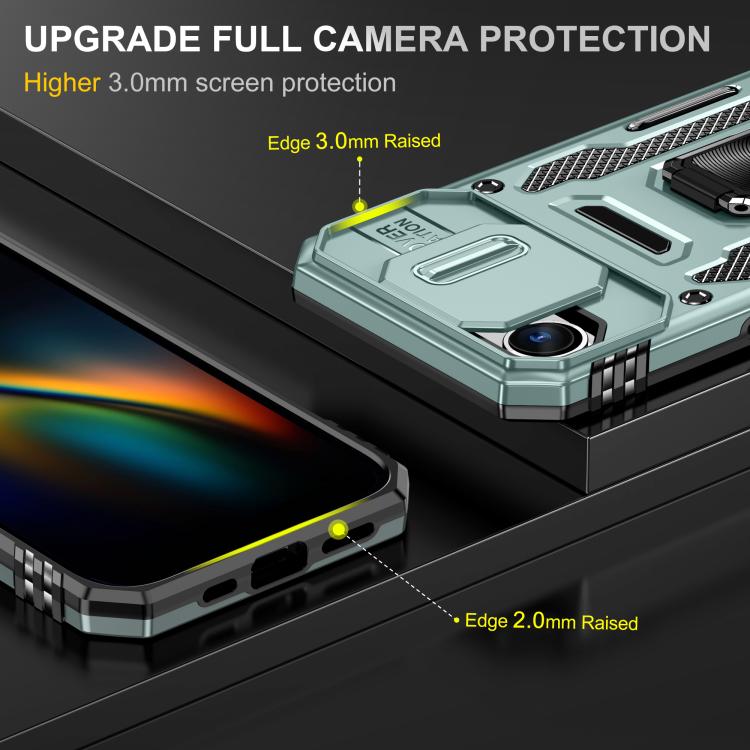 For iPhone 17e / 16e Armor PC + TPU Camera Shield Phone Case
