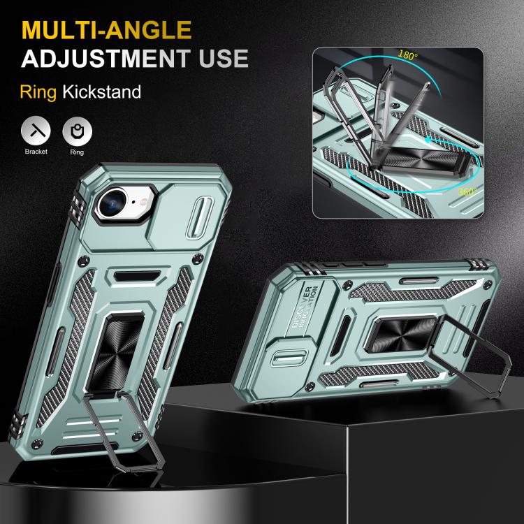 For iPhone 17e / 16e Armor PC + TPU Camera Shield Phone Case