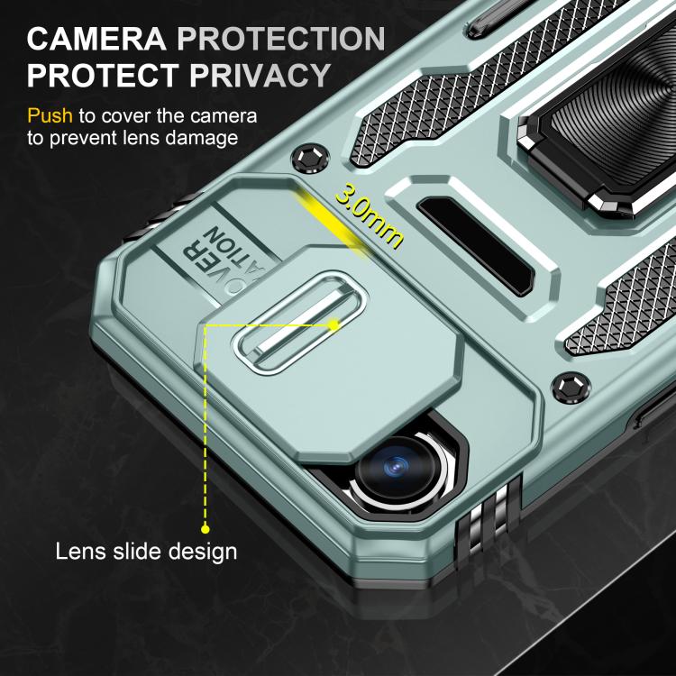 For iPhone 17e / 16e Armor PC + TPU Camera Shield Phone Case