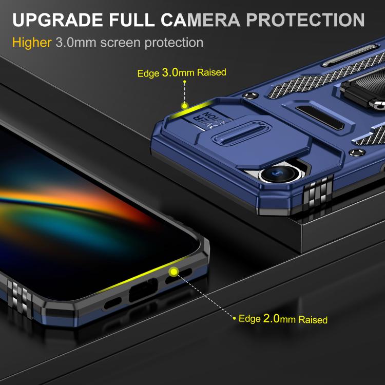 For iPhone 17e / 16e Armor PC + TPU Camera Shield Phone Case