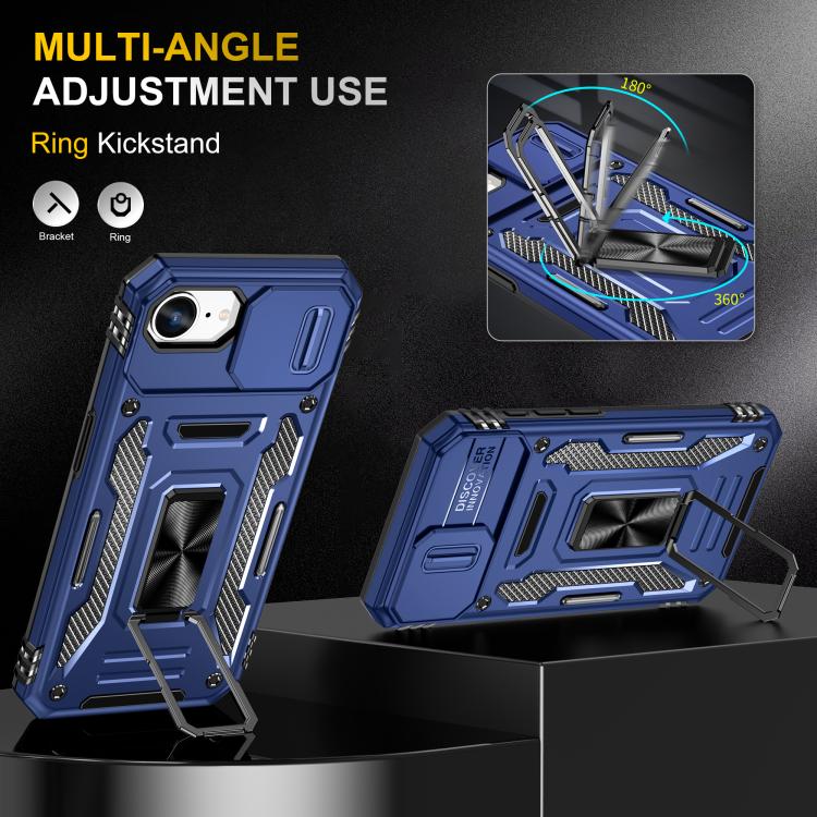 For iPhone 17e / 16e Armor PC + TPU Camera Shield Phone Case