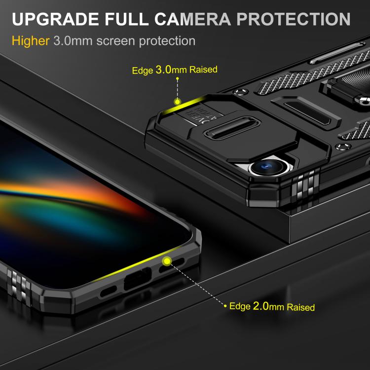 For iPhone 17e / 16e Armor PC + TPU Camera Shield Phone Case