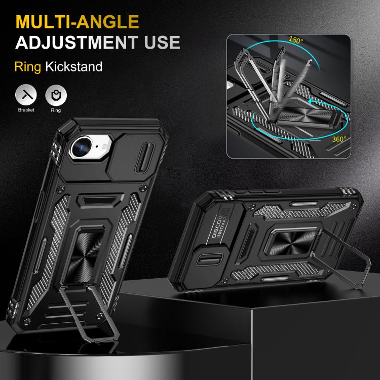 For iPhone 17e / 16e Armor PC + TPU Camera Shield Phone Case