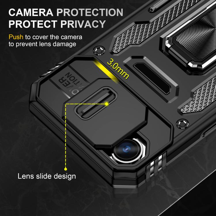 For iPhone 17e / 16e Armor PC + TPU Camera Shield Phone Case