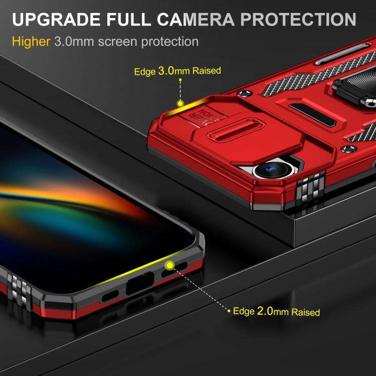 For iPhone 17e / 16e Armor PC + TPU Camera Shield Phone Case
