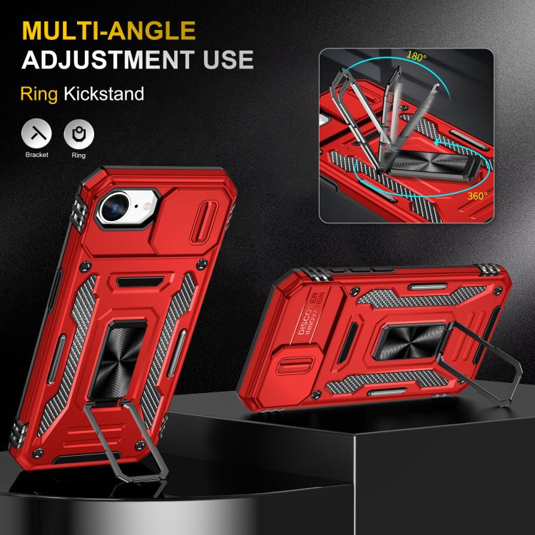 For iPhone 17e / 16e Armor PC + TPU Camera Shield Phone Case