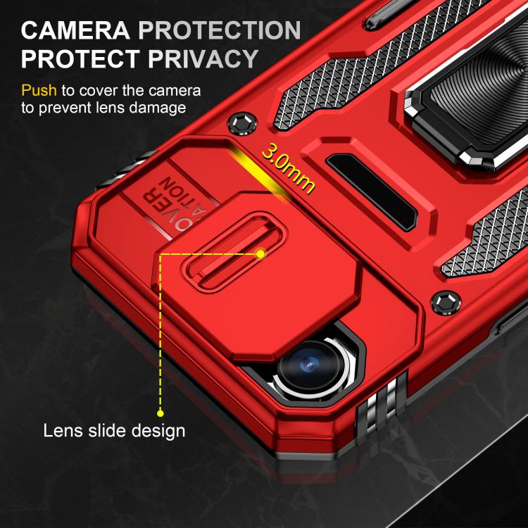 For iPhone 17e / 16e Armor PC + TPU Camera Shield Phone Case