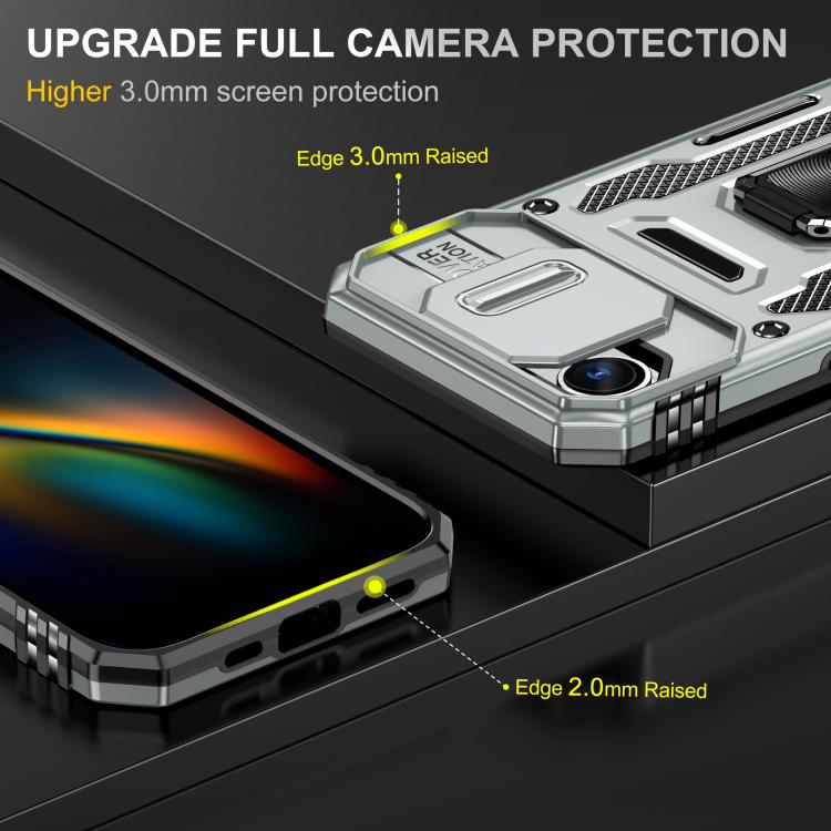 For iPhone 17e / 16e Armor PC + TPU Camera Shield Phone Case