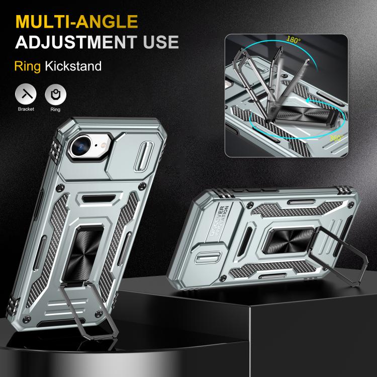 For iPhone 17e / 16e Armor PC + TPU Camera Shield Phone Case