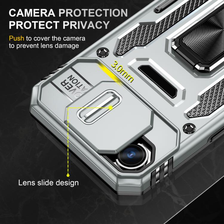 For iPhone 17e / 16e Armor PC + TPU Camera Shield Phone Case