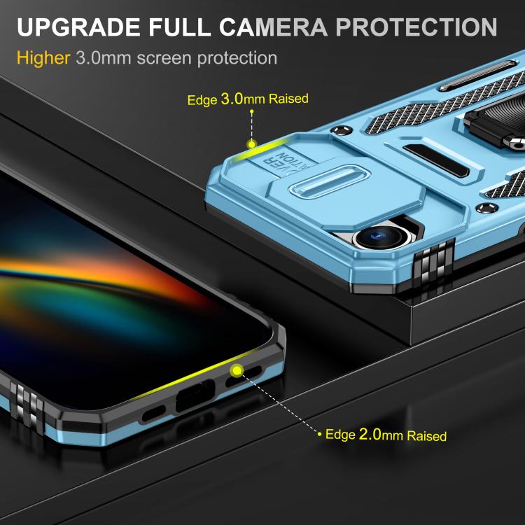 For iPhone 17e / 16e Armor PC + TPU Camera Shield Phone Case