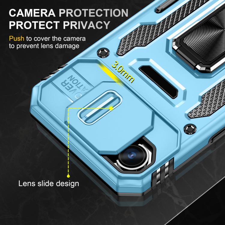 For iPhone 17e / 16e Armor PC + TPU Camera Shield Phone Case