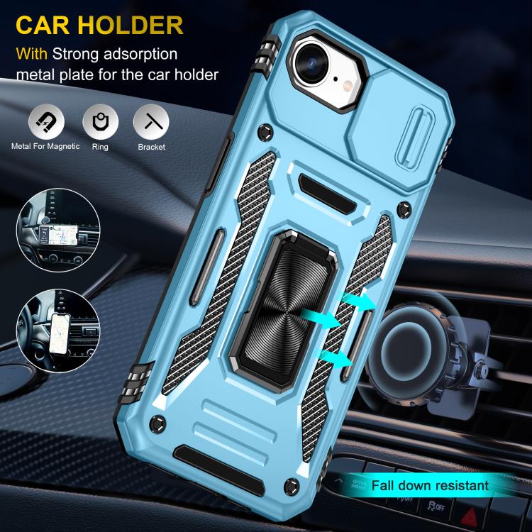 For iPhone 17e / 16e Armor PC + TPU Camera Shield Phone Case
