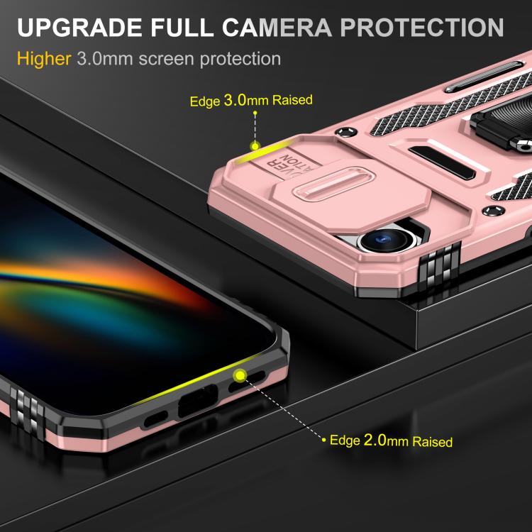 For iPhone 17e / 16e Armor PC + TPU Camera Shield Phone Case