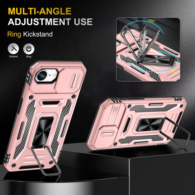 For iPhone 17e / 16e Armor PC + TPU Camera Shield Phone Case