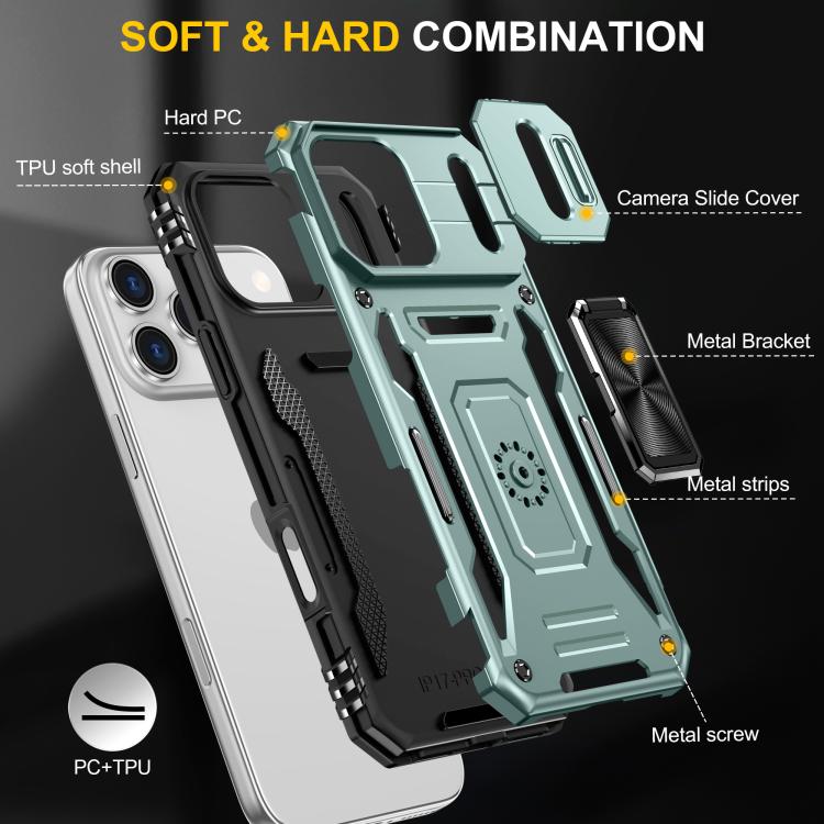 For iPhone 17 Pro Max Armor PC + TPU Camera Shield Phone Case