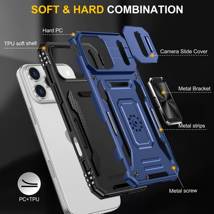 For iPhone 17 Pro Max Armor PC + TPU Camera Shield Phone Case