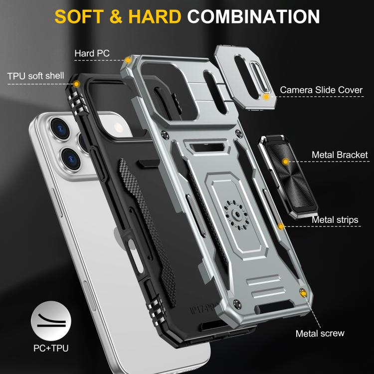 For iPhone 17 Pro Max Armor PC + TPU Camera Shield Phone Case