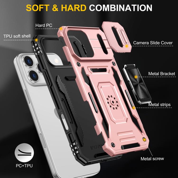 For iPhone 17 Pro Max Armor PC + TPU Camera Shield Phone Case