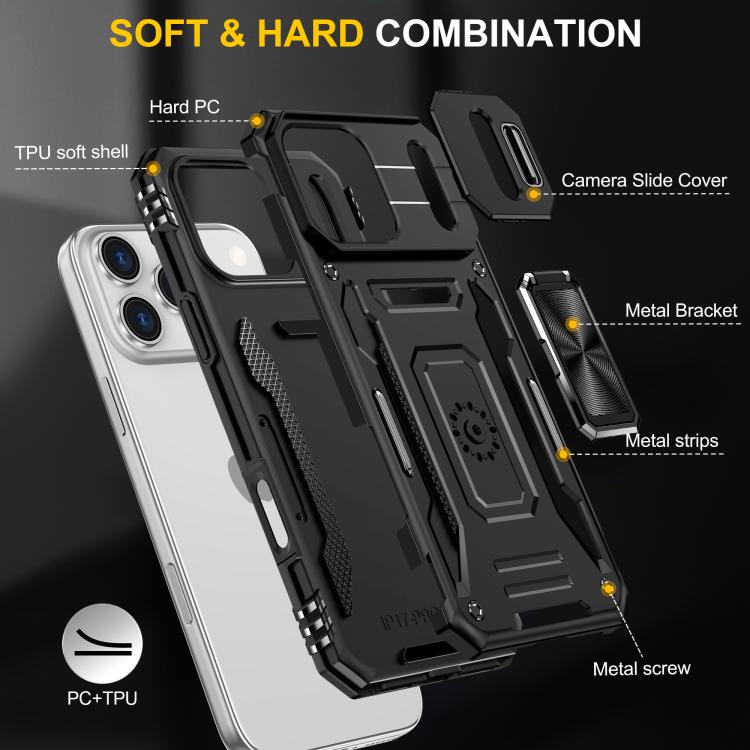 For iPhone 17 Pro Armor PC + TPU Camera Shield Phone Case